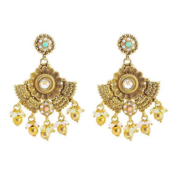 Gold Plated Matte Forming One Gram Gold Haram Traditional Kundan, Choker Jewellery/Jewelry Necklace Set For Women - Rajputtrade