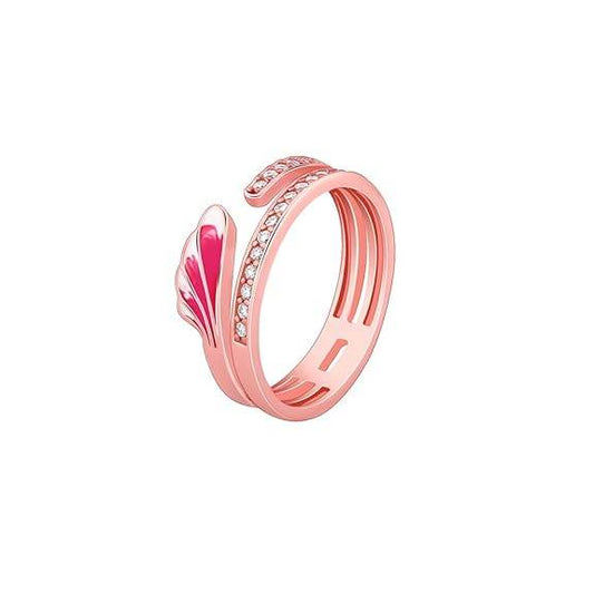 925 Silver Rose Gold Pink Ruffles Ring, Adjustable | Gifts for Women and Girls | - Rajputtrade