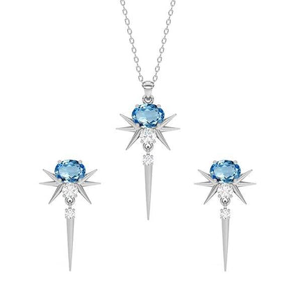925 Sterling Silver Dolores Pendant Earring Chain Jewellery Set | Rhodium Plated, Swiss Zirconia | Gift for Women & Girls - Rajputtrade
