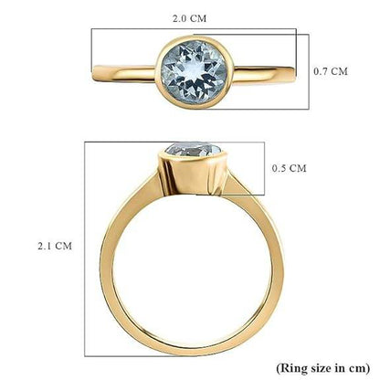 925 Sterling Silver Birthstone Ring for Women | 2 Ct Solitaire Bezel Set Gemstone | 18K Gold Plated | - Rajputtrade