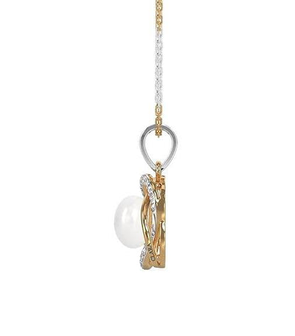 925 Sterling Silver Real Pearl Knot Pendant Earring Chain Jewellery Set | Gold Rhodium Plated | Gift for Women & Girls - Rajputtrade