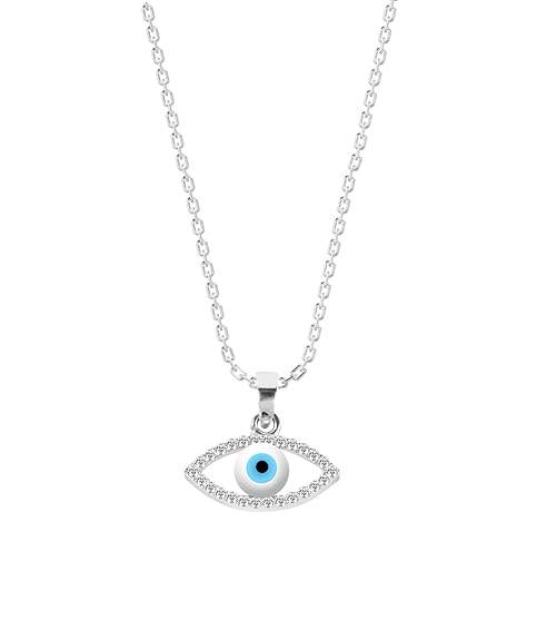 925 Sterling Silver Evil Eye Halo Pendant Necklace | with or Without Chain | Gift for Women and Girls - Rajputtrade