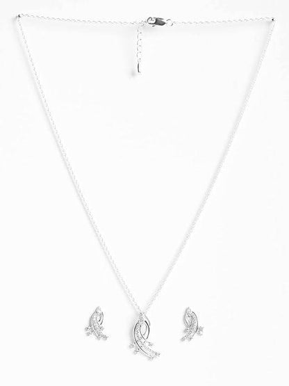 925 Sterling Silver Iris Pendant Earring Chain Jewellery Set | Rhodium Plated, Swiss Zirconia | Gift for Women & Girls - Rajputtrade