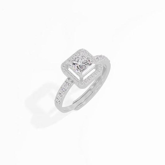925 Sterling Silver 18K Gold and Rose Gold Plated Radiant Square Halo Ring | Gift for Women and Girls | - Rajputtrade