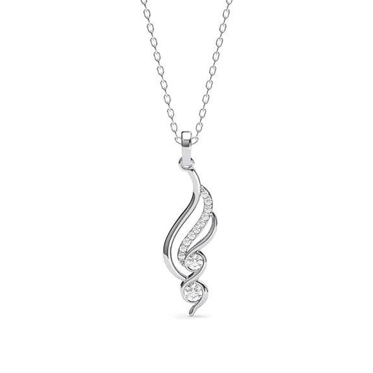 925 Sterling Silver Swirl Pendant Earrings Chain Necklace Jewellery Set | Platinum Plated, Swiss Zirconia | Modern Gift for Women and Girls - Rajputtrade