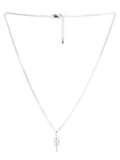 925 Sterling Silver Shiva Trishul Pendant Necklace for Men & Women | With or Without Chain | Platinum Plated - Rajputtrade
