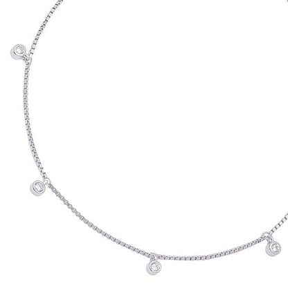 925 Sterling Silver Cubic Zirconia CZ Drop Adjustable Rhodium Plated Chain Anklet (Pair) | Gift for Women & Girls | - Rajputtrade