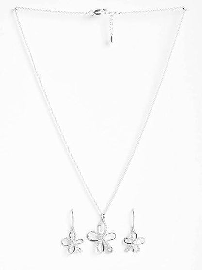 925 Sterling Silver Vega Pendant Earring Chain Jewellery Set | Rhodium Plated, Swiss Zirconia | Gift for Women & Girls - Rajputtrade