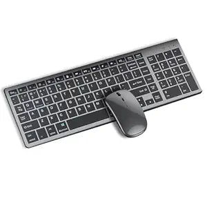 Wireless Keyboard and Mouse Combo, TECPHILE Multi Device Keyboard (3 Bluetooth5.0 + 2.4Ghz USB) Connectivity, Keyboard Protector, Easy Switch, Quiet, Rechargeable, for Computer, Tablet, Mac, Desktop - Rajputtrade