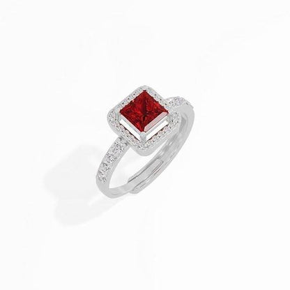 925 Sterling Silver 18K Gold and Rose Gold Plated Radiant Square Halo Ring | Gift for Women and Girls | - Rajputtrade