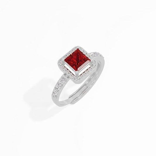 925 Sterling Silver 18K Gold and Rose Gold Plated Radiant Square Halo Ring | Gift for Women and Girls | - Rajputtrade