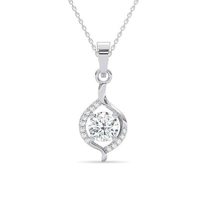 925 Sterling Silver Etta Solitaire Pendant Earrings Chain Necklace Jewellery Set | Platinum Plated, Swiss Zirconia |Gift for Women and Girls - Rajputtrade
