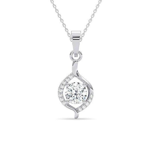 925 Sterling Silver Etta Solitaire Pendant Earrings Chain Necklace Jewellery Set | Platinum Plated, Swiss Zirconia |Gift for Women and Girls - Rajputtrade