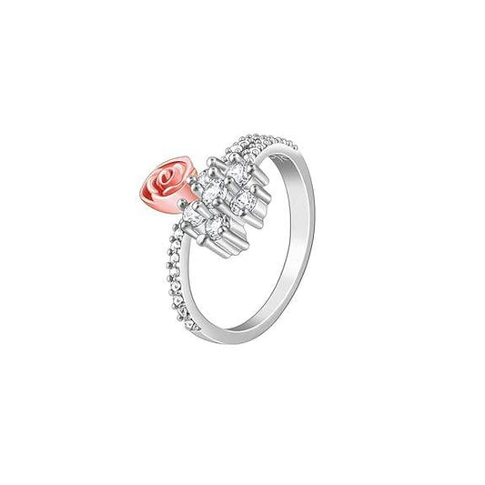 925 Anushka Sharma Silver Studded Rose Ring, Adjustable | Gifts for Girlfriend,Pendant to Gift Women & Girls | - Rajputtrade