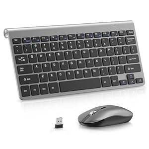 Cimetech Mini Wireless Keyboard and Mouse, 2.4G Slim Keyboard and Ergonomic Mouse Set with 12 Multimedia Shortcuts for Computer, PC, Laptop, Tablet, Desktop, Android SmartTV (Grey) - Rajputtrade