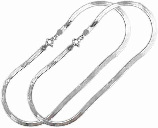 925 silver Flat Flexible Anklets (Snake chain Payal) Set of 2 | gift for women and girls | - Rajputtrade