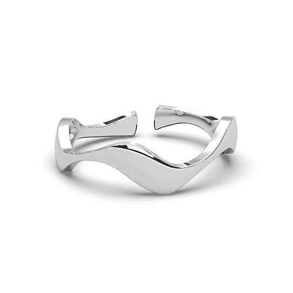 925 Sterling Silver Wave Finger Ring | Size Adjustable | Thumb Band | Gift for Women Girls Wife Girlfriend - Rajputtrade