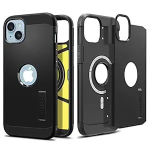 Spigen Tough Armor MagFit Back Cover Case Compatible with iPhone 14 (TPU + Poly Carbonate | Black)