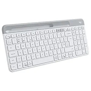 Logitech K580 Slim Multi-Device Wireless Keyboard Bluetooth/Receiver, Compact, Easy Switch, 24 Month Battery, Win/Mac, Desktop, Tablet, Smartphone, Laptop Compatible - White - Rajputtrade