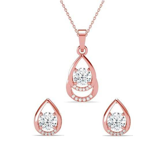 925 Sterling Silver Tosca Pendant Earrings Chain Necklace Jewellery Set | Rose Gold Plated, Swiss Zirconia |Gift for Women and Girls - Rajputtrade