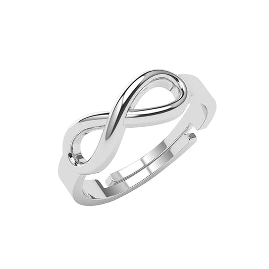 Pure 925 Sterling Silver Eve Infinity Love Finger Ring | Platinum Plated | Size Adjustable | Gift for Women Girls Wife Girlfriend - Rajputtrade