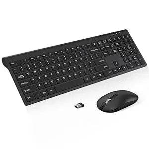 cimetech Full Sized Wireless Keyboard and Mouse Combo for MacBook, 2.4G Comfortable Ultra Slim Ergonomic Keyboard, Plug and Play USB Keyboard for Computer/Laptop - Black - Rajputtrade
