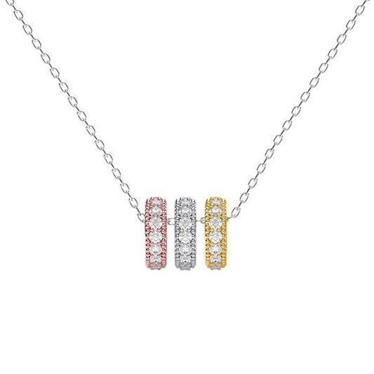 925 Sterling Silver Elio Multicolor Ring Pendant Chain Necklace | Platinum Plated, Swiss Zirconia | Gift for Women and Girls - Rajputtrade