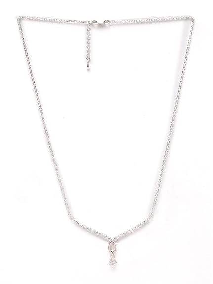925 Sterling Silver Mila Pendant Chain Jewellery Set | Platinum Plated, Swiss Zirconia | Gift for Women & Girls - Rajputtrade