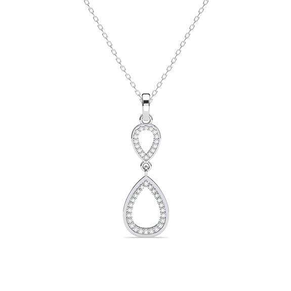 925 Sterling Silver Serenity Pendant Earrings Chain Necklace Jewellery Set | Platinum Plated, Swiss Zirconia | Gift for Women and Girls - Rajputtrade