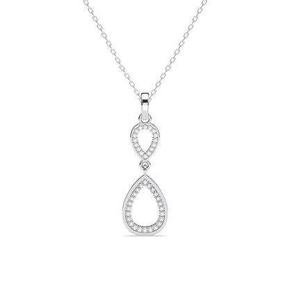 925 Sterling Silver Serenity Pendant Earrings Chain Necklace Jewellery Set | Platinum Plated, Swiss Zirconia | Gift for Women and Girls - Rajputtrade