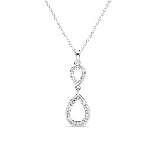 925 Sterling Silver Serenity Pendant Earrings Chain Necklace Jewellery Set | Platinum Plated, Swiss Zirconia | Gift for Women and Girls - Rajputtrade