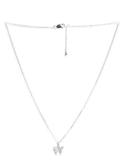 925 Sterling Silver Fia Butterfly Pendant Earrings Chain Necklace Jewellery Set | Platinum Plated, Swiss Zirconia | Gift for Women and Girls - Rajputtrade