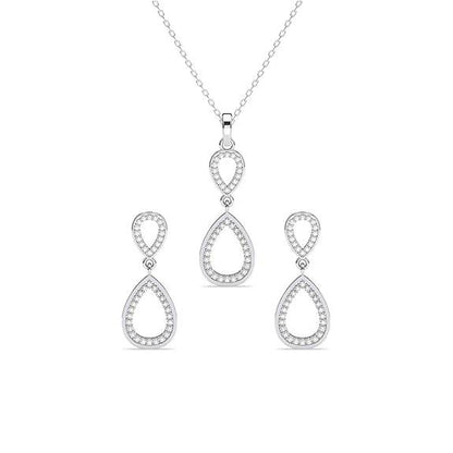 925 Sterling Silver Serenity Pendant Earrings Chain Necklace Jewellery Set | Platinum Plated, Swiss Zirconia | Gift for Women and Girls - Rajputtrade