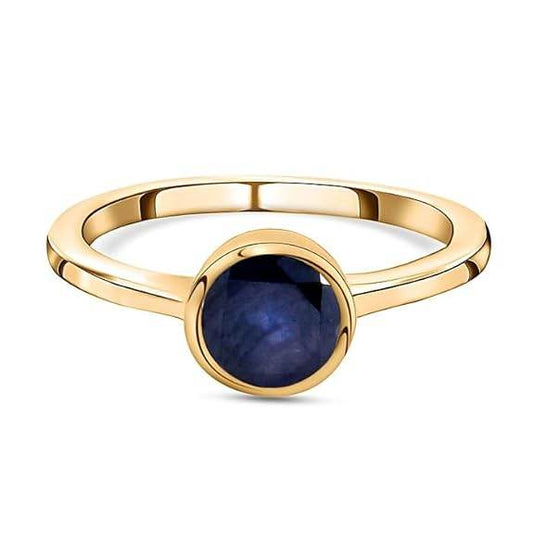 925 Sterling Silver Birthstone Ring for Women | 2 Ct Solitaire Bezel Set Gemstone | 18K Gold Plated | - Rajputtrade