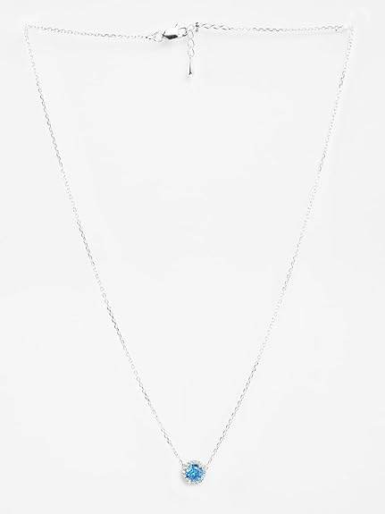 925 Sterling Silver Mila Pendant Chain Jewellery Set | Platinum Plated, Swiss Zirconia | Gift for Women & Girls - Rajputtrade