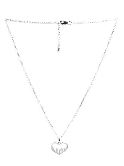 925 Sterling Silver Cuore Heart Pendant Chain Necklace Jewellery Set | Platinum Plated, Swiss Zirconia | Valentine Gift for Women and Girls - Rajputtrade