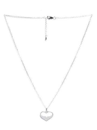 925 Sterling Silver Cuore Heart Pendant Chain Necklace Jewellery Set | Platinum Plated, Swiss Zirconia | Valentine Gift for Women and Girls - Rajputtrade