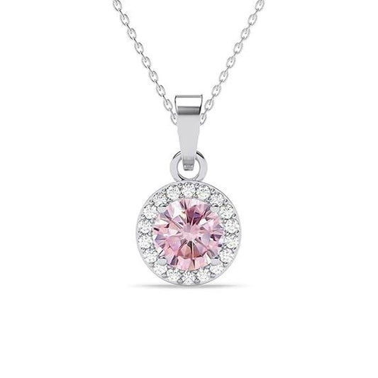 925 Sterling Silver Tove Pink Solitaire Pendant Earrings Chain Necklace Jewellery Set | Platinum Plated, Swiss Zirconia |Gift for Women and Girls - Rajputtrade