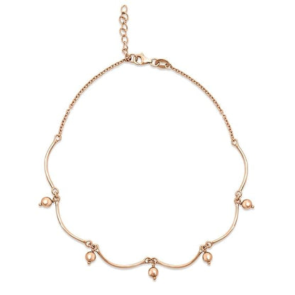 925 Sterling Silver Beads Drop Rose Gold Plating Hanging charm anklet (Single) | Gift for Women & Girls | - Rajputtrade