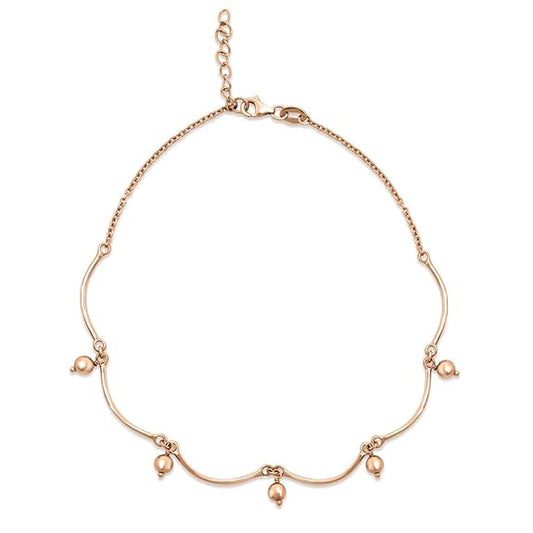925 Sterling Silver Beads Drop Rose Gold Plating Hanging charm anklet (Single) | Gift for Women & Girls | - Rajputtrade