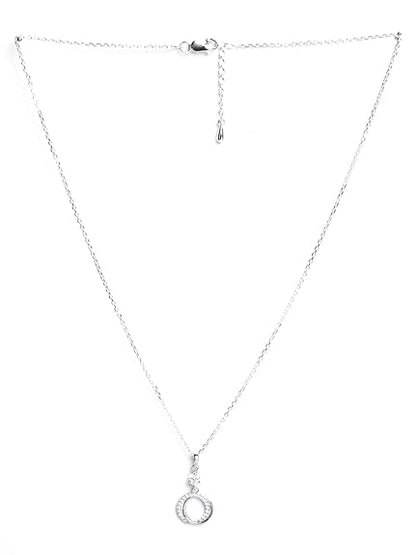 925 Sterling Silver Circle of Joy Pendant Earrings Chain Necklace Jewellery Set | Platinum Plated, Swiss Zirconia | Gift for Women and Girls