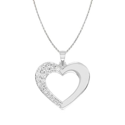 925 Sterling Silver Heart Shape Pendant Chain Necklace | Rhodium Plated, Swiss Zirconia | Gift for Women and Girls - Rajputtrade