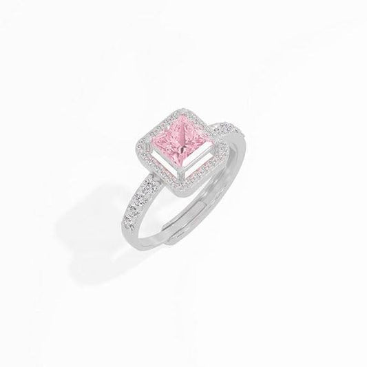 925 Sterling Silver 18K Gold and Rose Gold Plated Radiant Square Halo Ring | Gift for Women and Girls - Rajputtrade