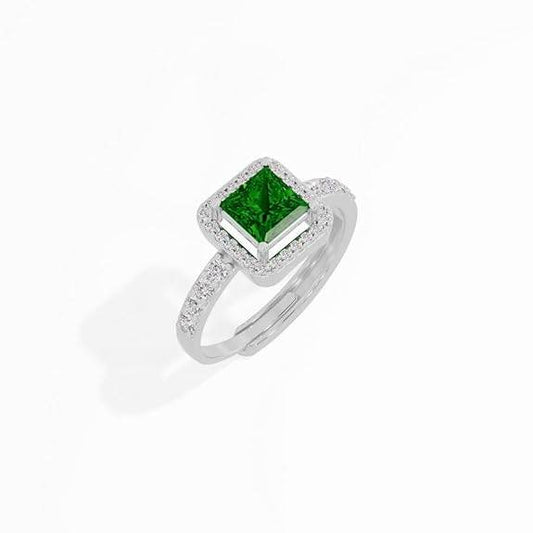 925 Sterling Silver 18K Gold and Rose Gold Plated Radiant Square Halo Ring | Gift for Women and Girls - Rajputtrade