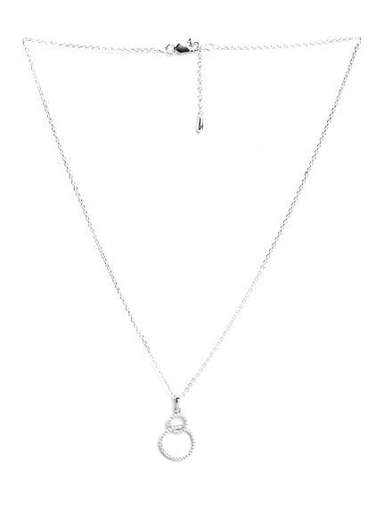 925 Sterling Silver Interlocked Ring Pendant Earrings Chain Necklace Jewellery Set | Platinum Plated, Swiss Zirconia | Gift for Women and Girls - Rajputtrade