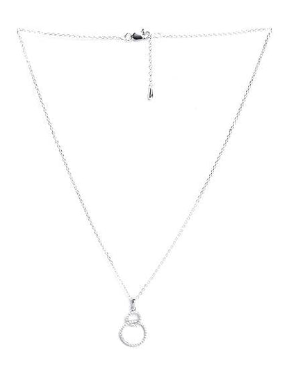 925 Sterling Silver Interlocked Ring Pendant Earrings Chain Necklace Jewellery Set | Platinum Plated, Swiss Zirconia | Gift for Women and Girls - Rajputtrade