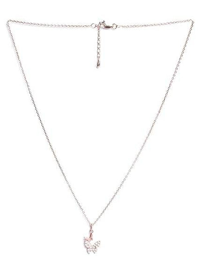 925 Sterling Silver Fairy Butterfly Pendant Earrings Chain Necklace Jewellery Set | Rose Gold Plated, Swiss Zirconia | Gift for Women and Girls - Rajputtrade