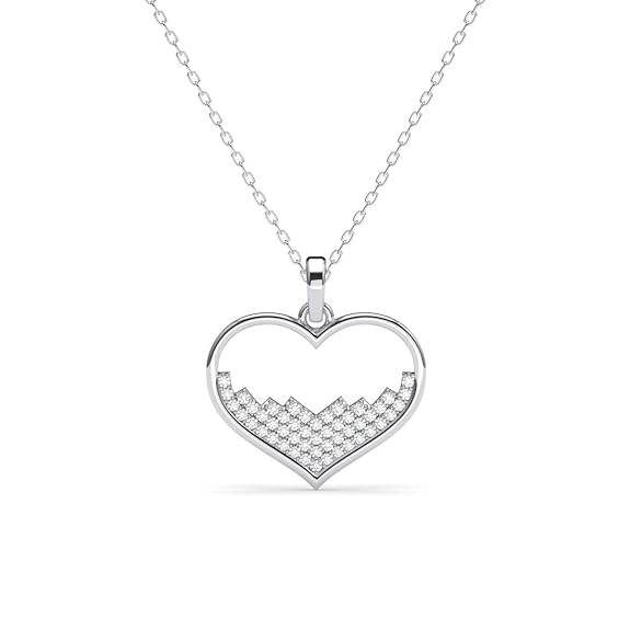 925 Sterling Silver Cuore Heart Pendant Chain Necklace Jewellery Set | Platinum Plated, Swiss Zirconia | Valentine Gift for Women and Girls - Rajputtrade