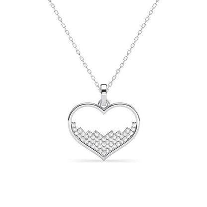 925 Sterling Silver Cuore Heart Pendant Chain Necklace Jewellery Set | Platinum Plated, Swiss Zirconia | Valentine Gift for Women and Girls - Rajputtrade