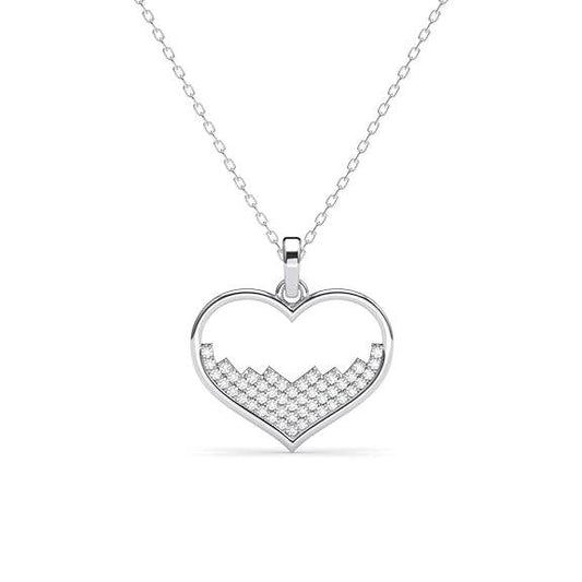925 Sterling Silver Cuore Heart Pendant Chain Necklace Jewellery Set | Platinum Plated, Swiss Zirconia | Valentine Gift for Women and Girls - Rajputtrade